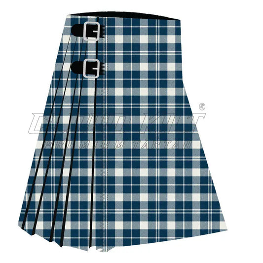 Barbies Moss Plaid Blue White Premium Tartan Kilt - CLOUD KILT