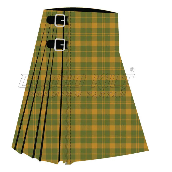 Barbies Moss Plaid Yellow Green Premium Tartan Kilt - CLOUD KILT