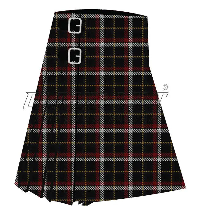 Black Asymmetric Premium Tartan Kilt - CLOUD KILT