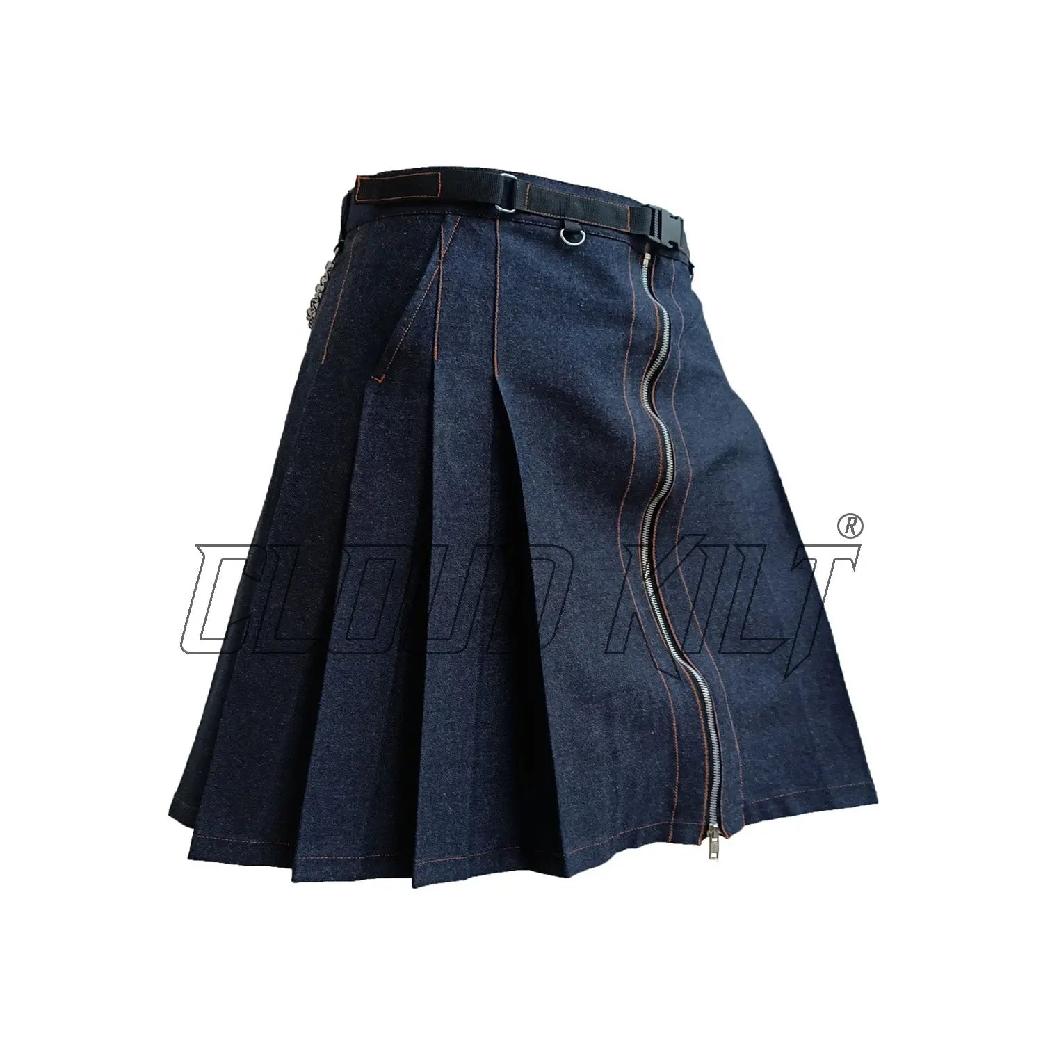 Black Denim Women Fashion Utility Kilt CLOUD KILT