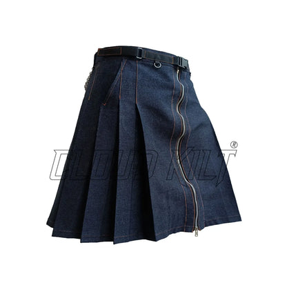 Black Denim Women Fashion Utility Kilt CLOUD KILT