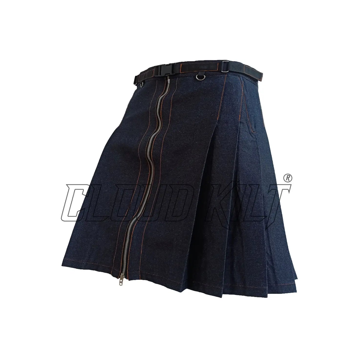 Black Denim Women Fashion Utility Kilt CLOUD KILT