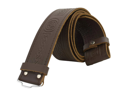 Celtic Knot Leather Brown Kilt Belt CLOUD KILT