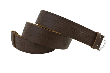 Celtic Knot Leather Brown Kilt Belt CLOUD KILT