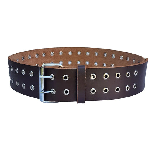 Double Prong Chrome Buckle Brown Kilt Belt CLOUD KILT