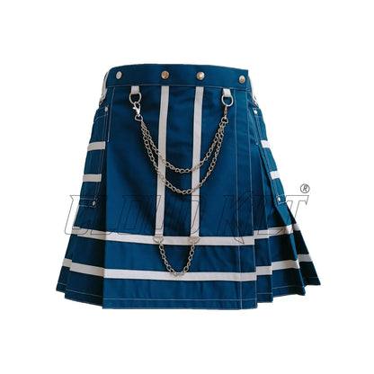 Navy Blue With White Women Utility Fashion Kilt CLOUD KILT