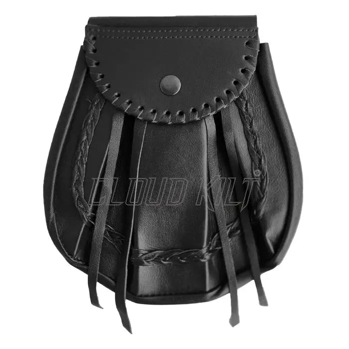 Rob Roy Black Leather Sporran CLOUD KILT