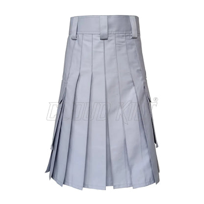 Traditional Modern Utility Kilt With Slash and Cargo Pockets CLOUD KILT